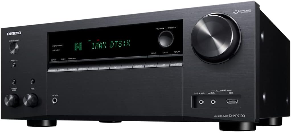 Onkyo TX NR7100M2 - Receptor AV de cine en casa modelo TXNR7100M2 - Chasis de aleación de acero en color negro - Formato de 37,9 x 43,5 x 17,5 cm para instalación audiovisual