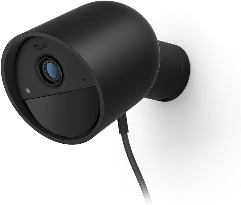 Philips Hue Secure cámara con cable - Vídeo 2K para interior y exterior - Notificaciones e integración con luces Hue - Alimentación continua y control Android iOS