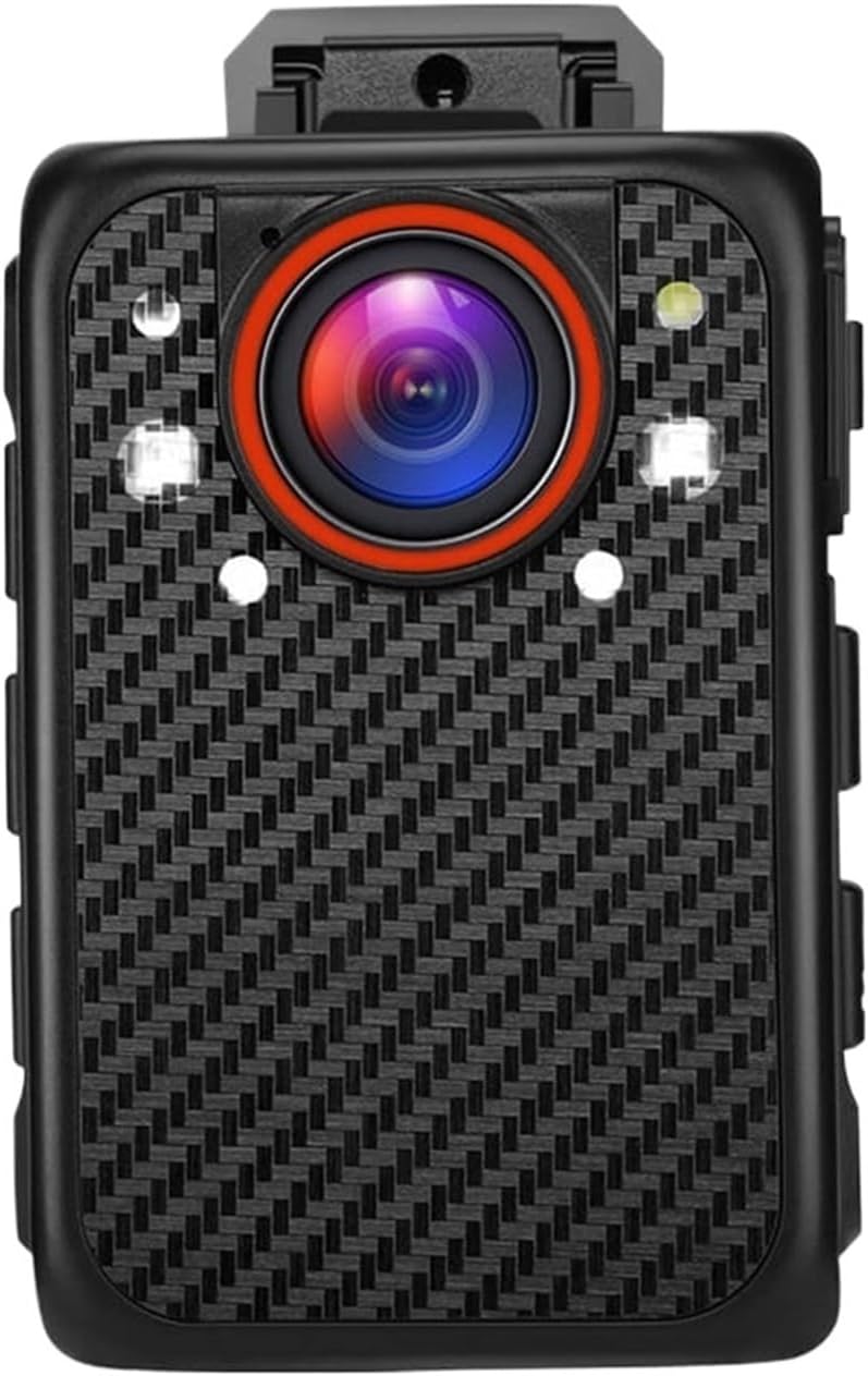 KONGMM X1 con clip - Mini cámara corporal Full HD 1080P portátil - Visión nocturna y luces roja y azul - Compatible con tarjeta SD de hasta 128 GB para grabación móvil