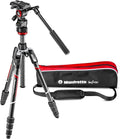 Manfrotto Befree Live Kit Twist Carbon - Trípode de fibra de carbono para videocámara - Altura máxima de 150 cm y carga de 4 kg - Cabezal fluido de vídeo blanco y rojo