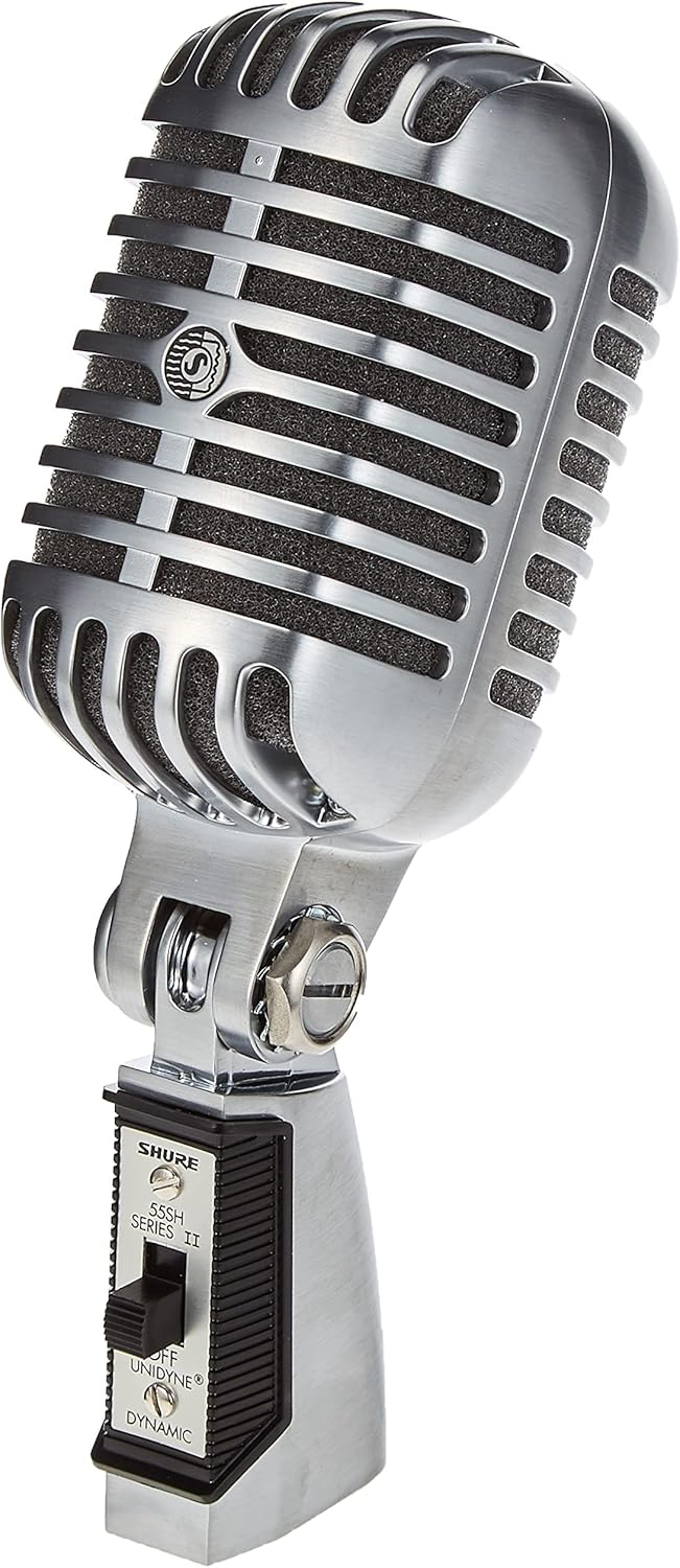 Shure 55SH Series II micrófono vocal dinámico - Diseño clásico cromado con estilo retro - Patrón cardioide unidireccional para directo - Conexión XLR y adaptador de rosca incluido