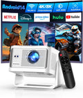 Alwtniet HY350Max - Mini proyector portátil Full HD 1080P compatible con 4K - Android 14 WiFi 6 Bluetooth 5.4 y autoenfoque - Corrección 6D y rotación de 180 grados