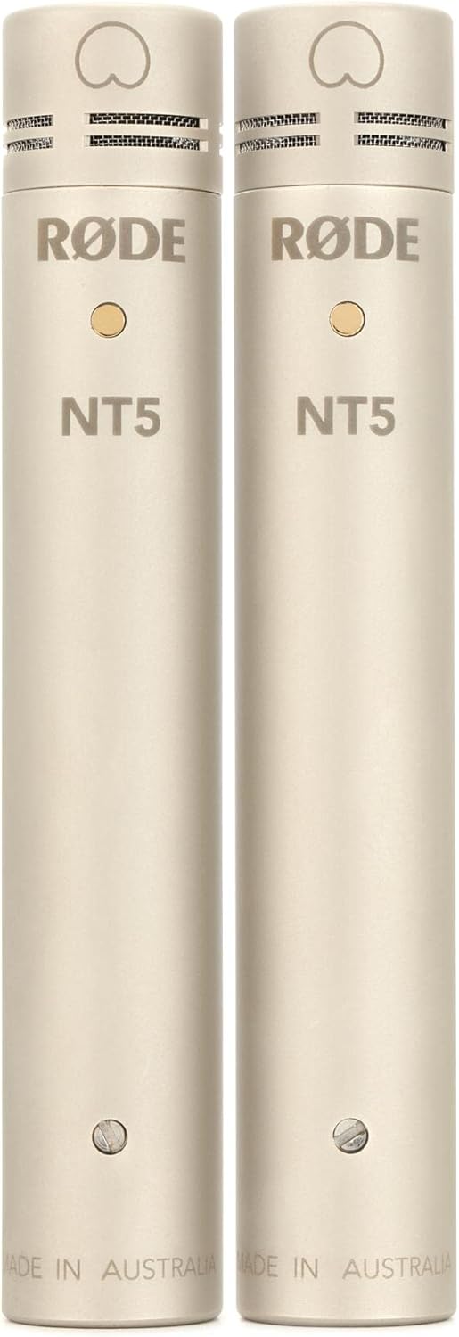 RØDE NT5 Matched Pair - Pareja de micrófonos de condensador de pequeño diafragma - Conexión XLR para producción musical - Dos NT5 emparejados para instrumentos grabación estéreo y transmisión