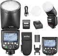 Godox V1Pro N - Flash TTL de cabezal redondo 76 Ws para Nikon - HSS hasta 1 a 8000 s con luz LED de modelado - Batería 2980 mAh sistema RF y kit con accesorio SU 1