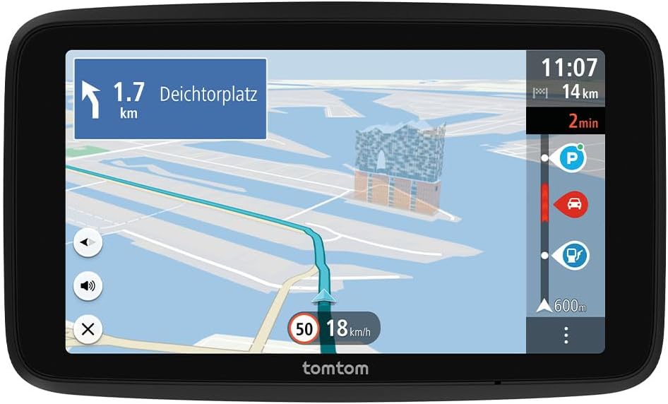 TomTom GO Advanced GPS para coche - Pantalla de 6 pulgadas con tráfico y alertas de radares - Mapas mundiales por WiFi - Carriles dinámicos y soporte reversible