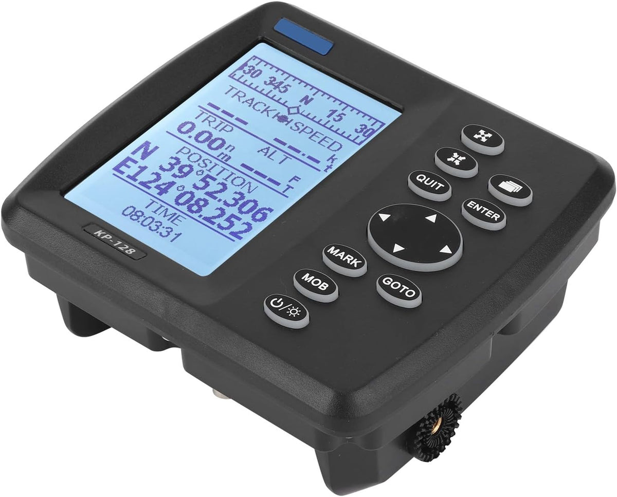 ONWA KP 128 navegador GPS SBAS marino - Pantalla LCD de 4,3 pulgadas - Navegación satelital para embarcaciones - Montaje en tablero con botones de control