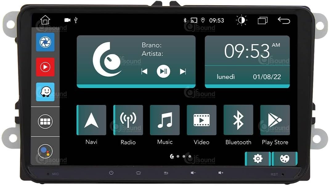 Radio Android para Volkswagen Golf Sharan Tiguan - Pantalla táctil de 9 pulgadas con 8 núcleos - CarPlay Android Auto y GPS - Bluetooth WiFi USB DAB y audio estéreo
