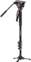 Manfrotto XPRO Plus - Monopié de vídeo de aluminio con 4 secciones - Cabezal fluido y longitud plegada de 78 cm - Para videocámaras vlogging y creación de contenido