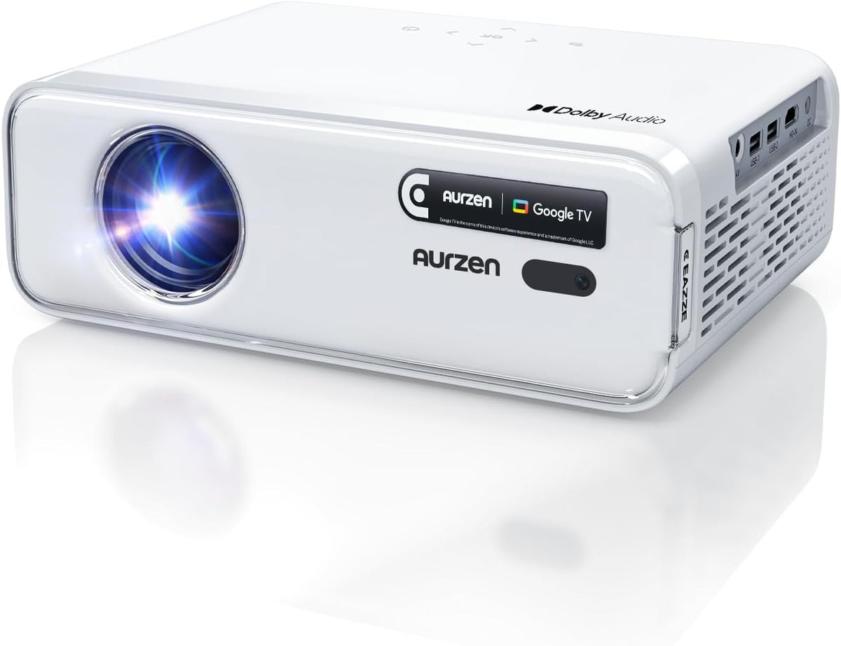 Aurzen EAZZE D1 GTV proyector inteligente - Full HD 1080p compatible con 4K - Google TV Dolby Audio y zoom - Autoenfoque corrección trapezoidal HDMI USB y audio 3,5 mm