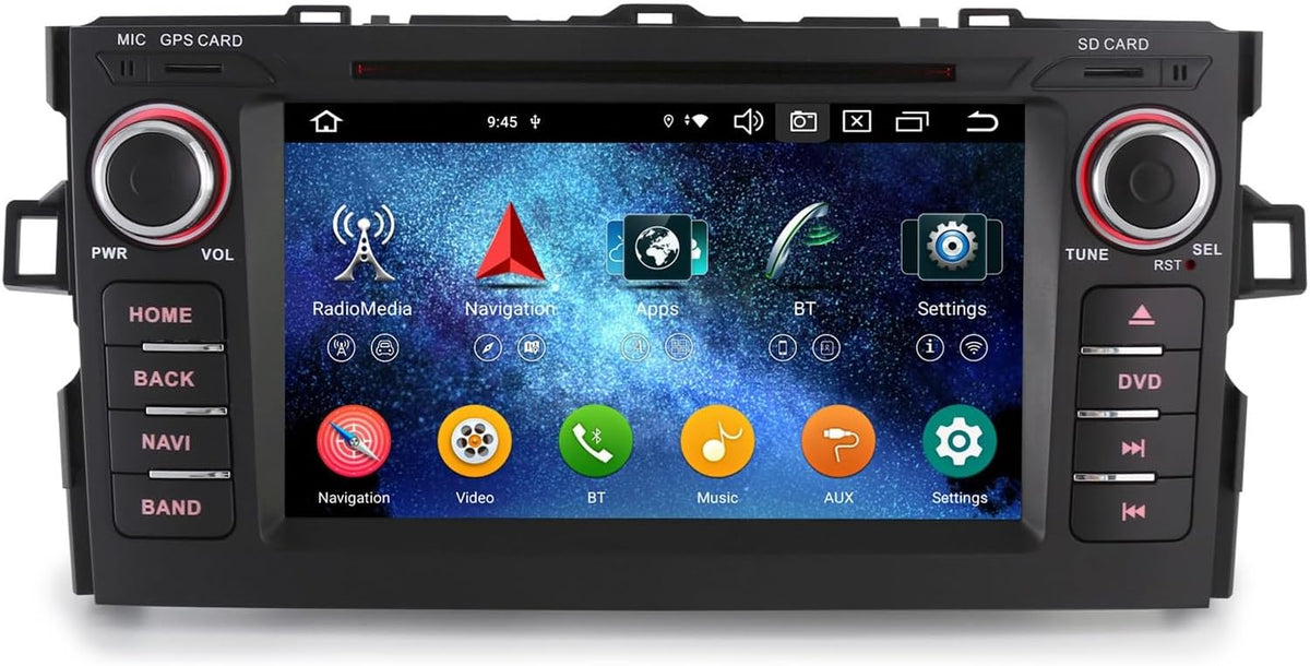 Radio Android 14 para Toyota Auris E15 - 8 núcleos con 4 GB RAM y 64 GB de almacenamiento - CarPlay Android Auto GPS DSP DAB y WiFi - Bluetooth A2DP FM y RDS para coche