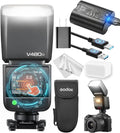 Godox V480 O - Flash TTL GN50 para Olympus y Panasonic - HSS 1 a 8000 s y sistema inalámbrico RF - Batería recargable USB y bolsa para E M1 E M5 GH5 GH6 G9 G95 y G90