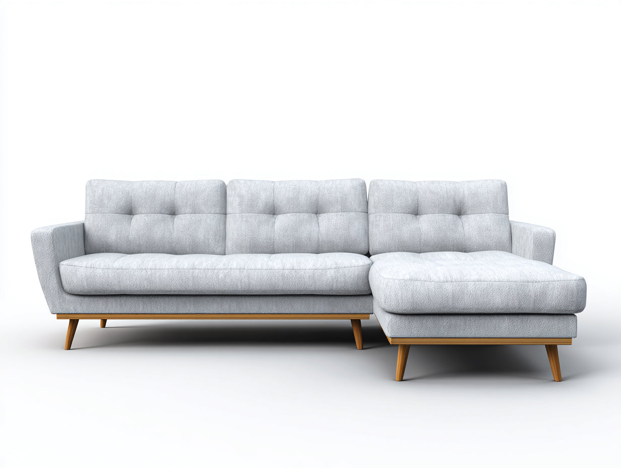 Sofás rinconeros tela 238x155x84 cm - gris claro - diseño moderno con chaise longue