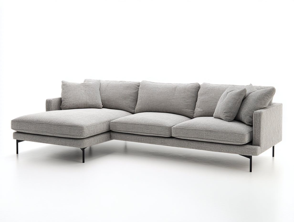 Sofás rinconeros tela 265x168x82 cm - gris claro - estilo moderno con chaise longue