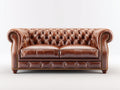 Sofás 2 plazas de cuero sintético 188x92x76 cm marrón clásico - diseño Chesterfield capitoné