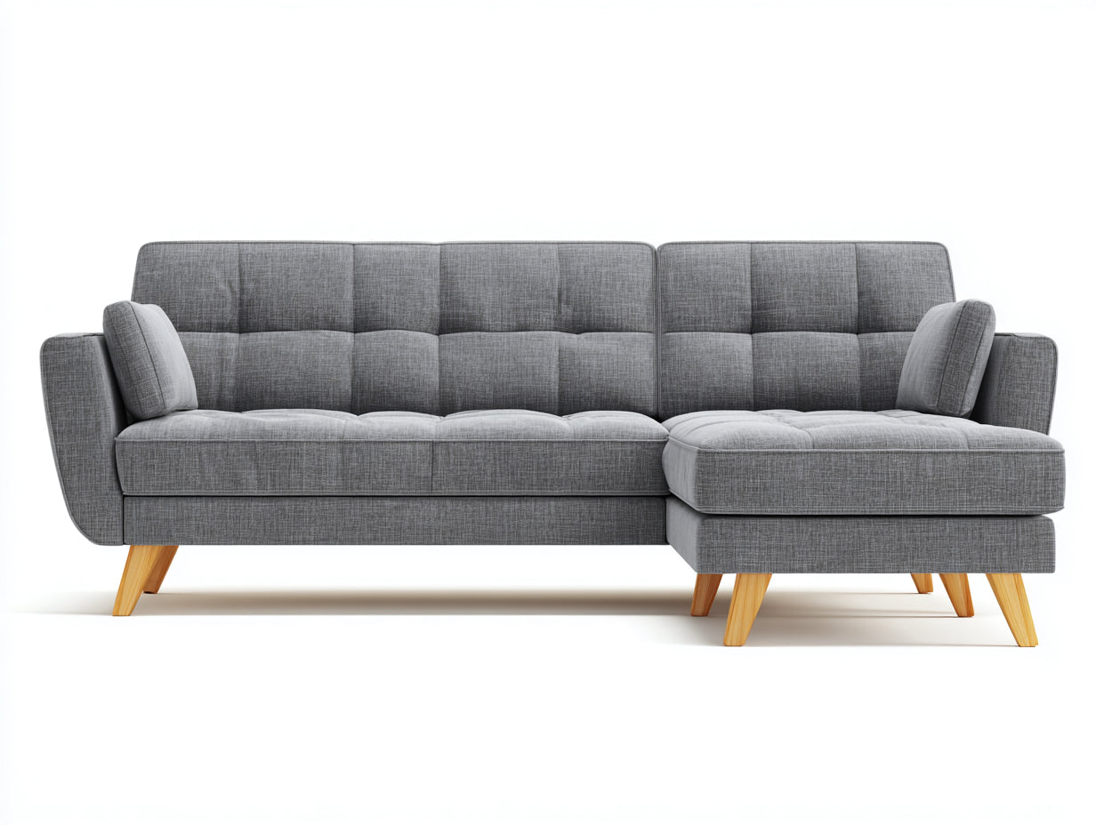 Sofás rinconeros tela 210x145x82 cm - gris - diseño moderno con chaise longue