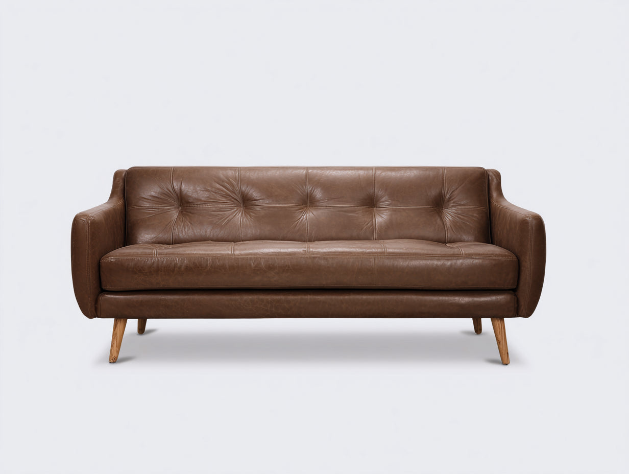 Sofás 2 plazas tapizados 185x86x78 cm - marrón - diseño moderno para salón