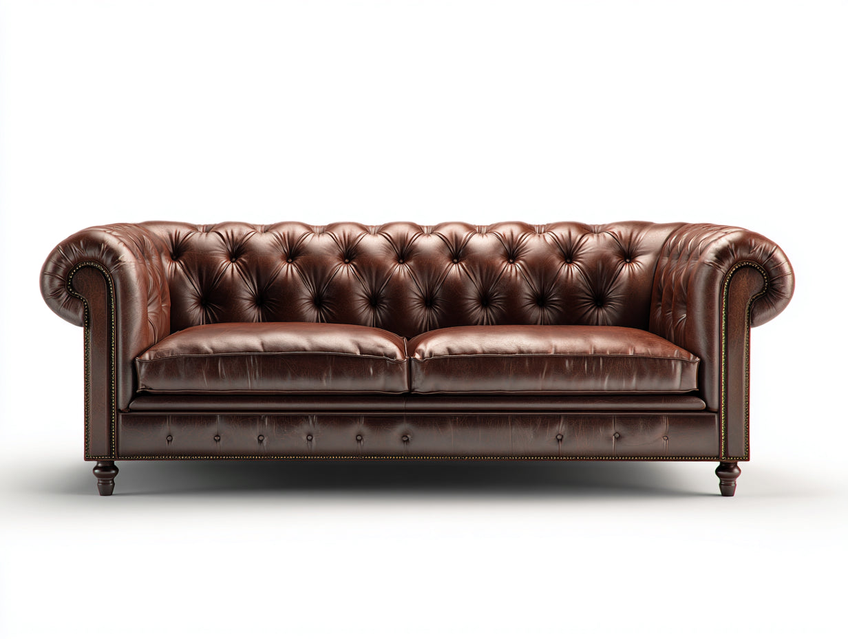 Sofás 2 plazas tapizados 200x90x78 cm - marrón - diseño clásico Chesterfield para salón