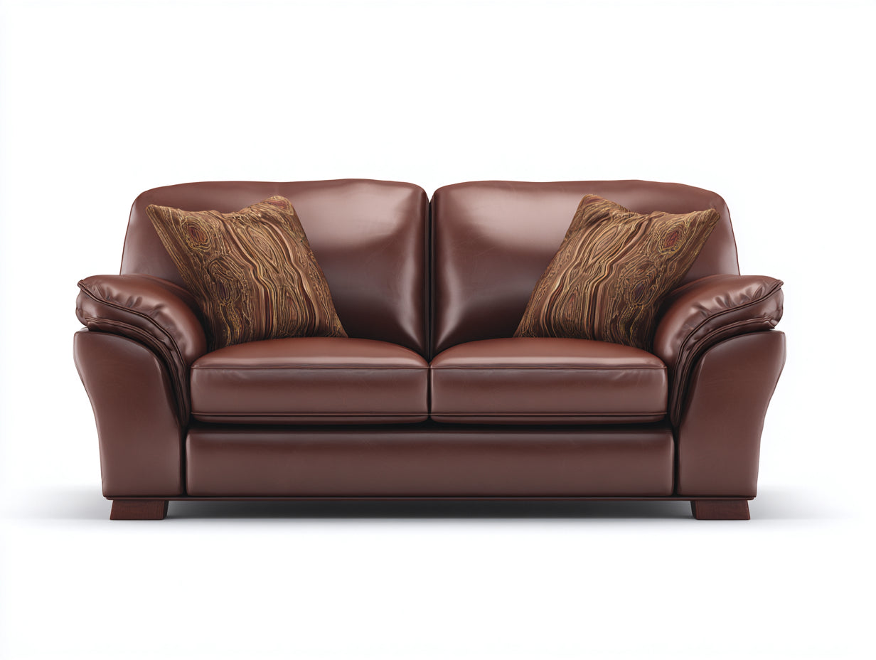 Sofás 2 plazas de cuero sintético 178x92x88 cm marrón oscuro - diseño moderno acolchado