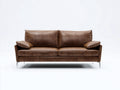 Sofás 2 plazas de piel sintética 200x88x84 cm - marrón y plateado - diseño moderno con patas metálicas