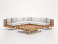 Sofás de exterior de madera 250x250x68 cm - natural blanco - diseño cuadrado con mesa para jardín