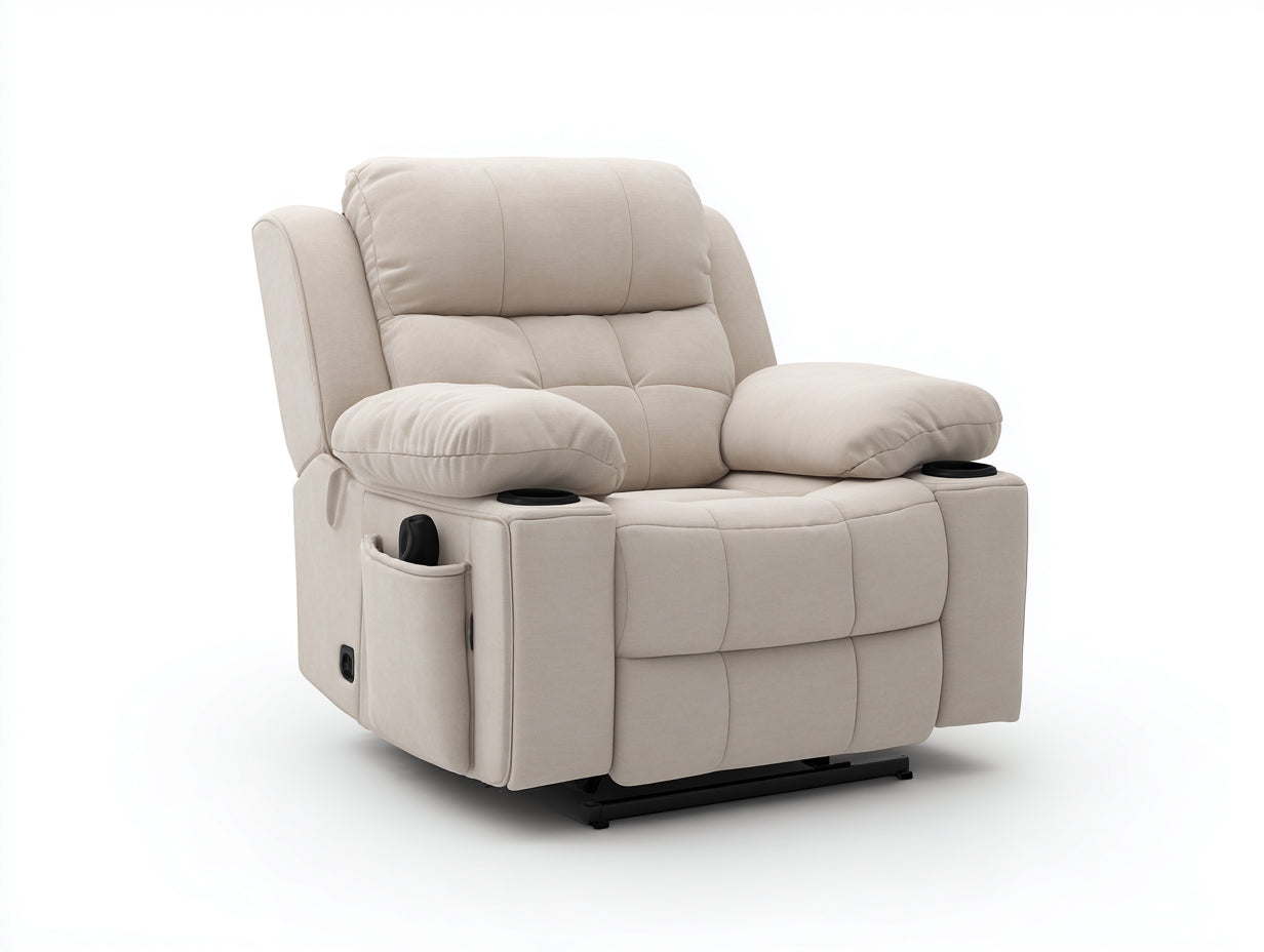 Sillones reclinables tapizados 95x99x107 cm - beige - diseño moderno para salón